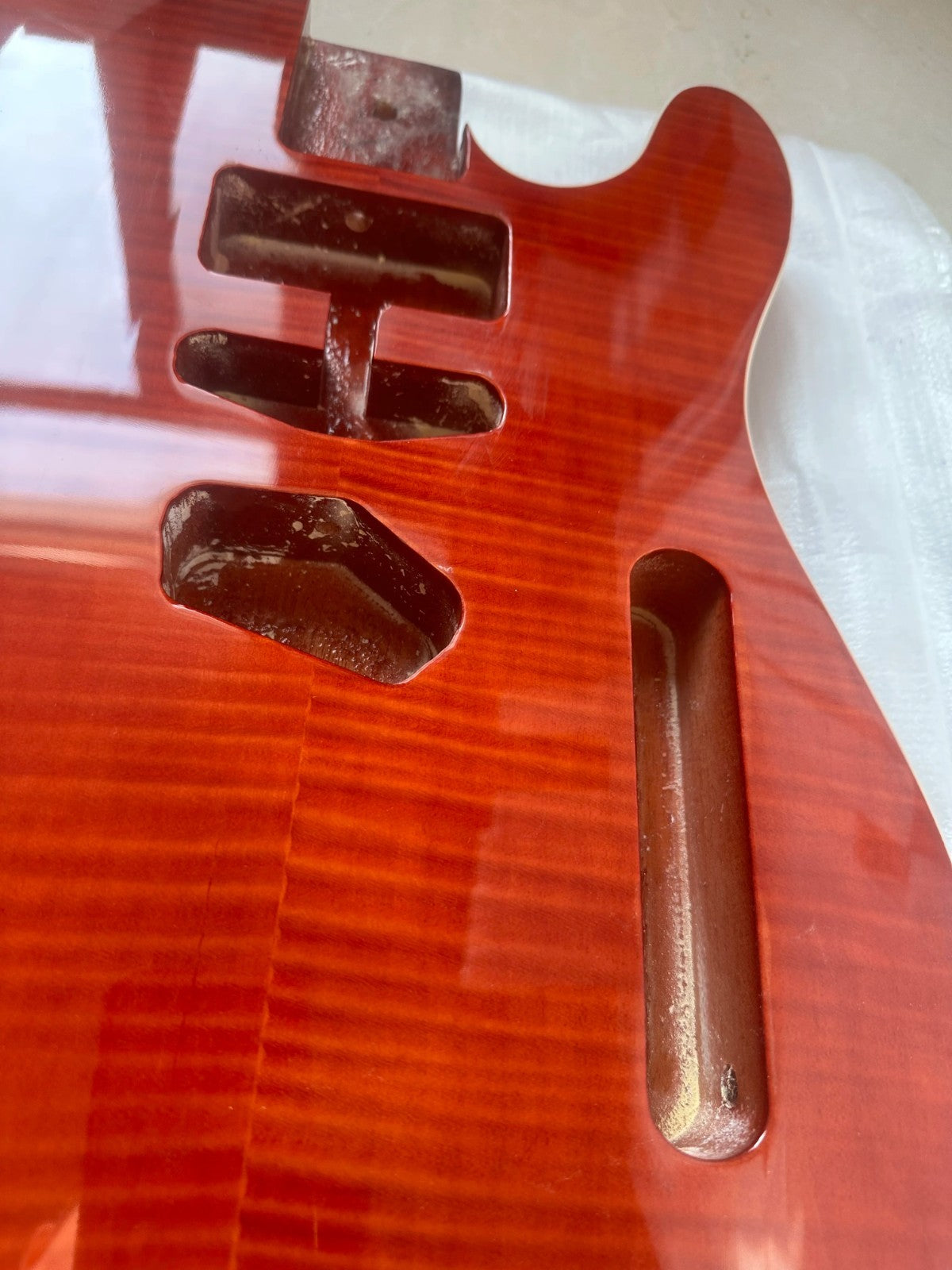 DIY Project Red Guitar Mahogany Body with Tiger Maple Top Fit Telecast