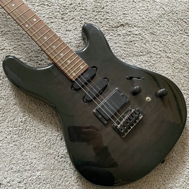 J&D Black Guitar, Solid Mahogany Body, Maple Neck, 24 Frets Rosewood F