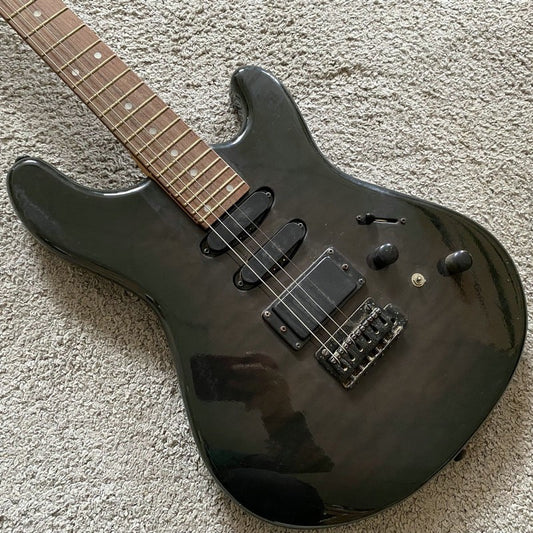 J&D Black Guitar, Solid Mahogany Body, Maple Neck, 24 Frets Rosewood F