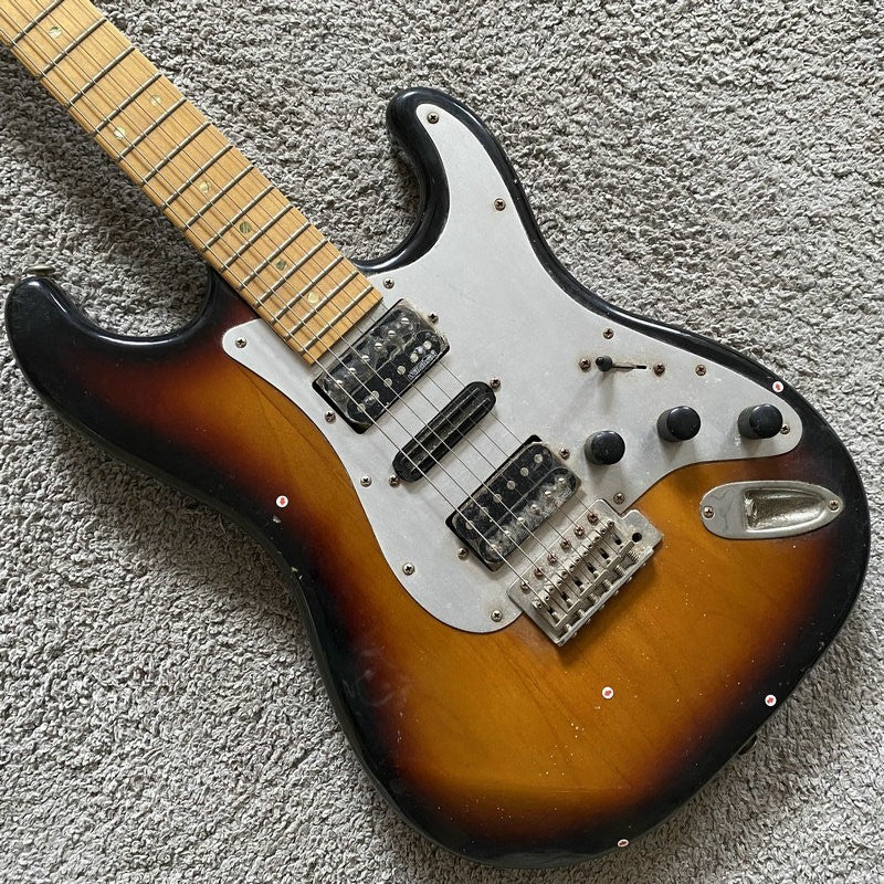 J&D Sunburst HSS Electric Guitar, Solid Basswood Body, Maple Neck, 22