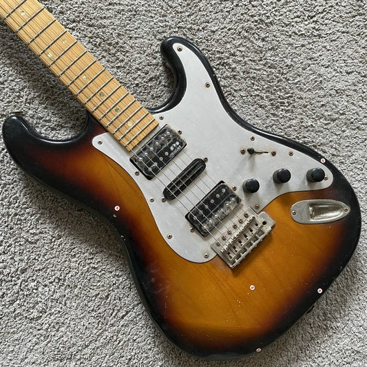 J&D Sunburst HSS Electric Guitar, Solid Basswood Body, Maple Neck, 22