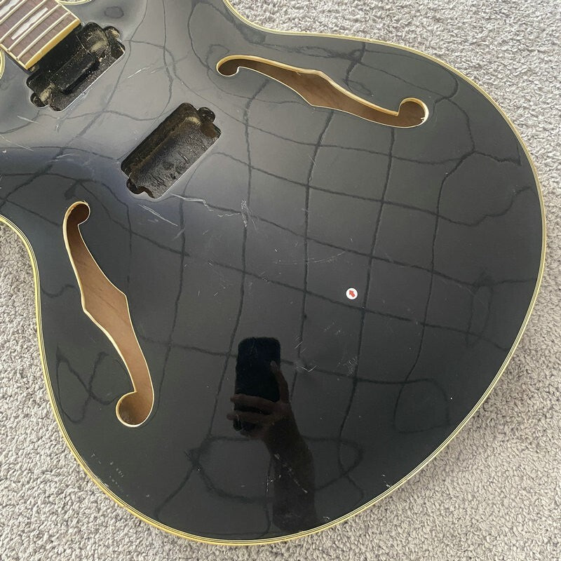Black Peavey Semi Hollow Jazz Guitar Body and Neck, Rosewood Fingerboa