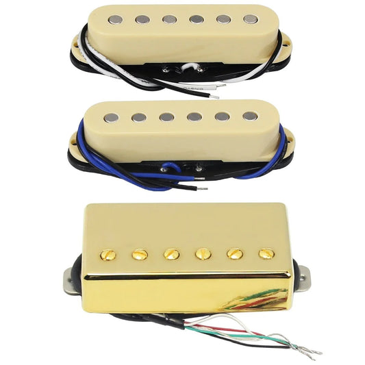 Cream HSS Guitar Alnico 5 Humbucker Single Coil Pickups Set Fit Fender
