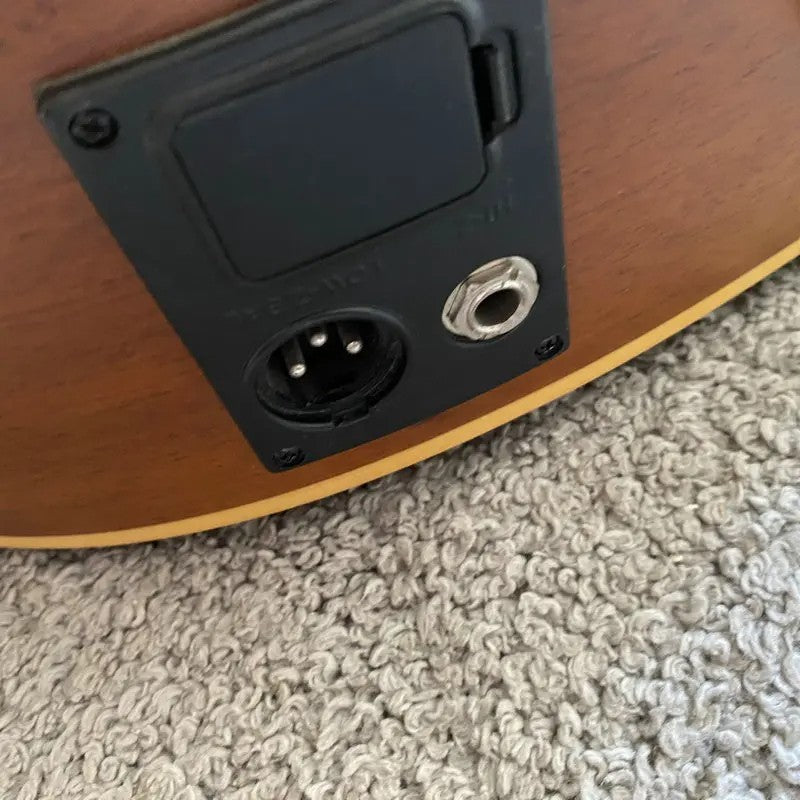 Left Handed Luna Acoustic Guitar, Engraved Spruce Top Body, Mahogany N