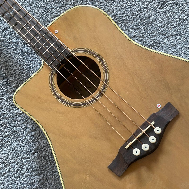 Eko Left Handed Acoustic Electric Bass, Spruce Mahogany Body, Rosewood