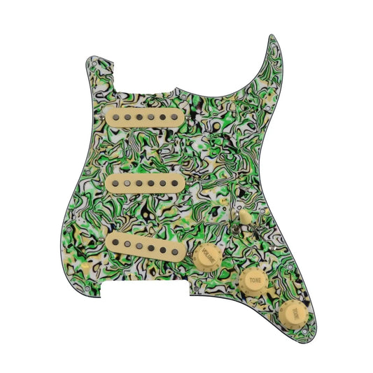 Alnico 5 Pickups Guitar Green Pearl Loaded Prewired Pickguard Fit Stra