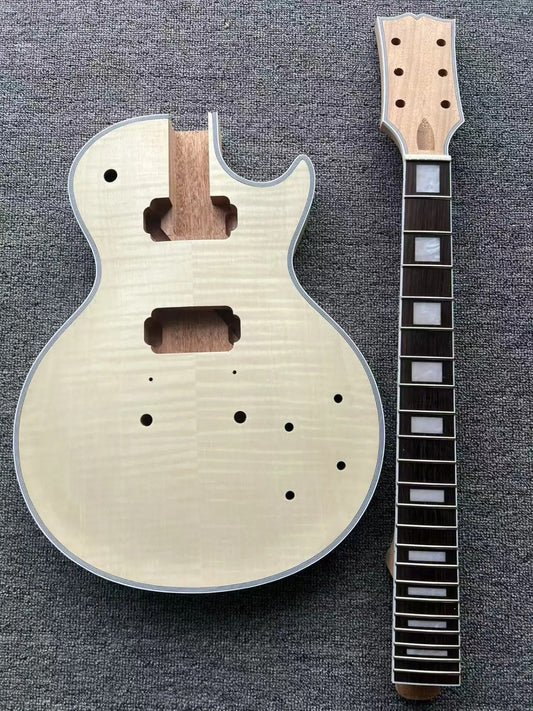 Tiger Maple Top Mahogany Wood Guitar Body with Neck, Rosewood Fingerbo