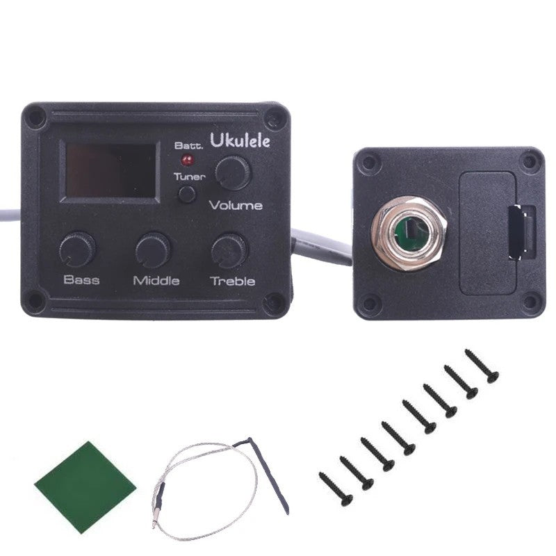 3 Band Ukulele EQ Equalizer Preamp Piezo Pickup with Tuner
