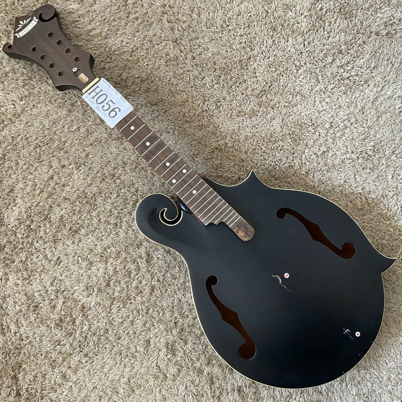 Black 8 String Mandolin, Spruce Top Body, Mahogany Neck, Rosewood Fing