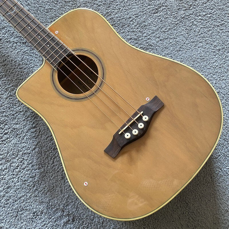 Eko Left Handed Acoustic Electric Bass, Spruce Mahogany Body, Rosewood