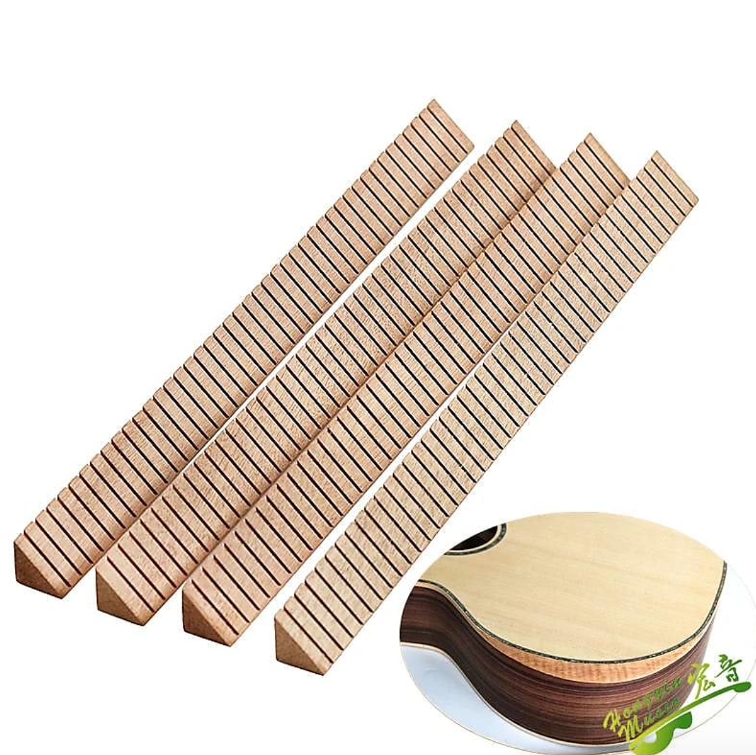 4pcs Bevel Guitar Binding Strips Inside Inlay Lining, 420mm Length