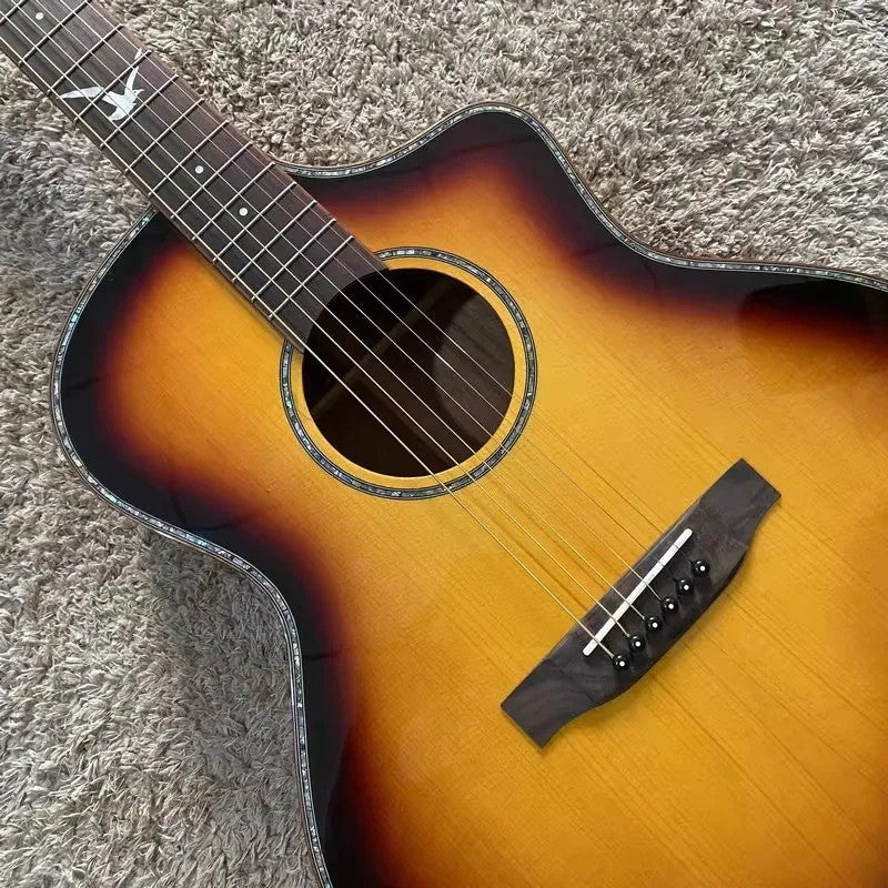 Sunburst 40 Inch Acoustic Guitar, Spruce Mahogany Body Rosewood Finger
