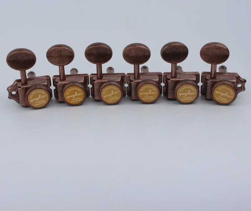 6R Inline Vintage Lock Bronze Guitar Tuning Pegs Keys Fit Strat Tele