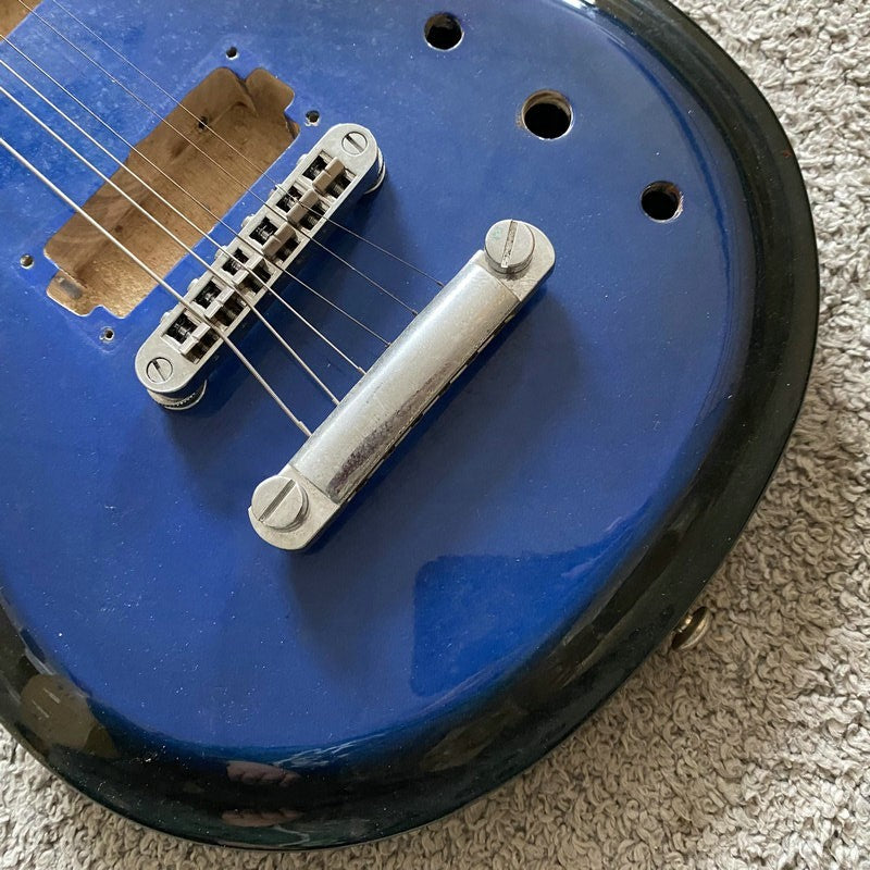 J&D Blue Mini Guitar, Solid Basswood Body, Maple Neck Fit LP Les Paul