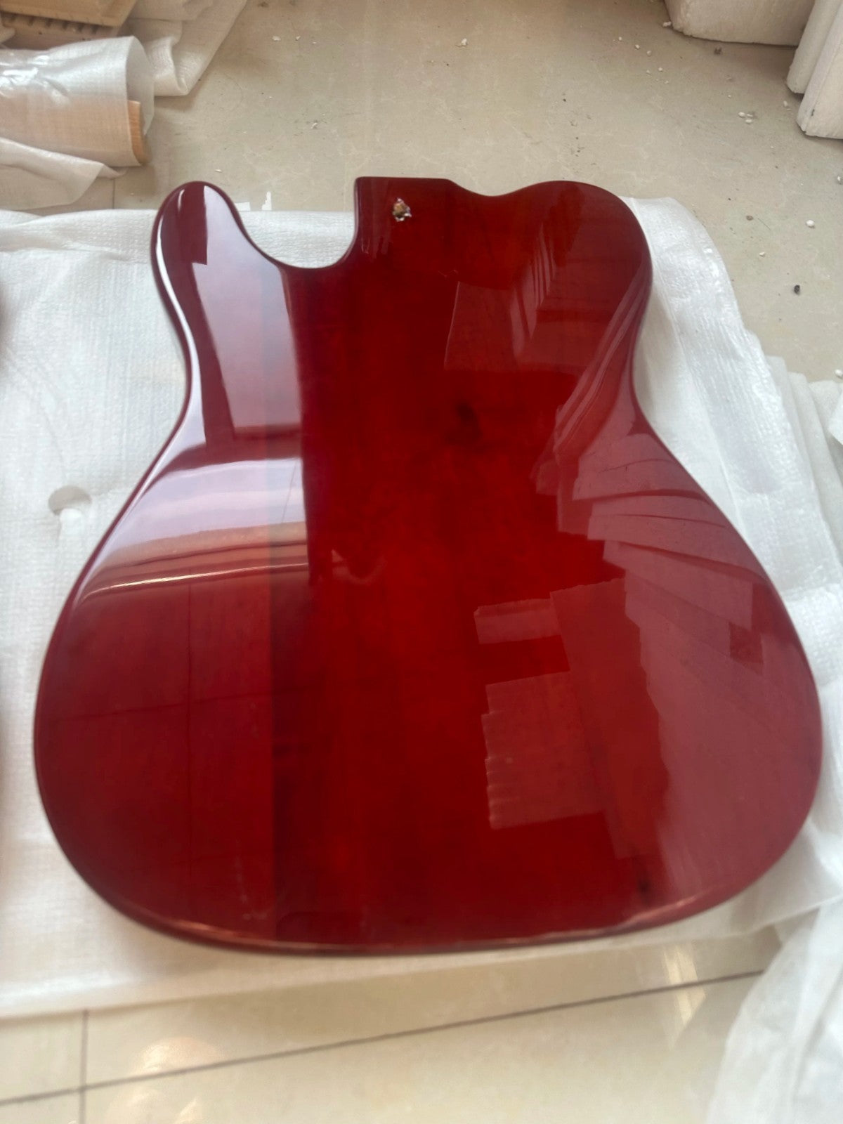 DIY Project Red Guitar Mahogany Body with Tiger Maple Top Fit Telecast