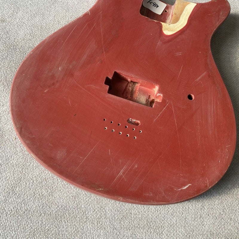 Double Cutaway Red Guitar Body, Single Humbucker Pickup Route