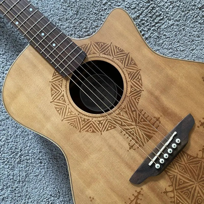 Luna 40 Inch Guitar, Vintage Solid Spruce Top Body, Mahogany Neck
