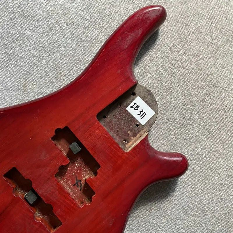 Transparent Red 5 String Electric Bass Basswood Body