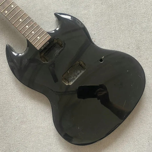 Glossy Black Basswood Guitar Body with Maple Neck, Rosewood Fingerboar
