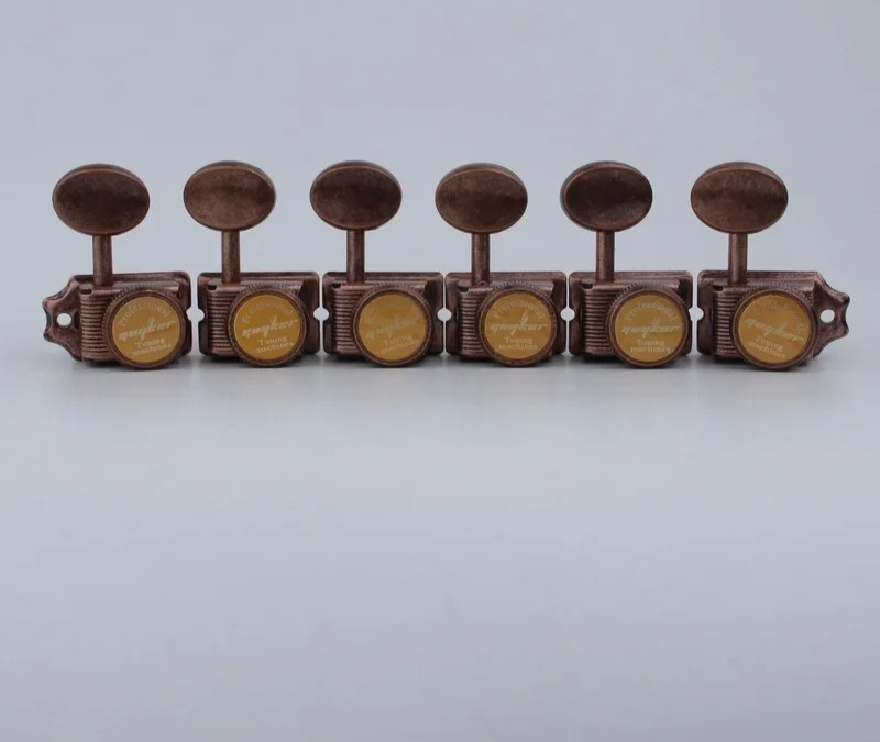 6R Inline Vintage Lock Bronze Guitar Tuning Pegs Keys Fit Strat Tele