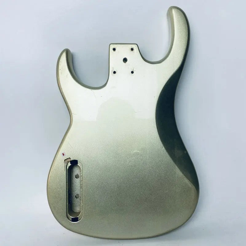 Metallic Silver 4 String Electric Bass Basswood Body DIY Project