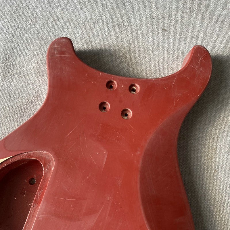 Double Cutaway Red Guitar Body, Single Humbucker Pickup Route