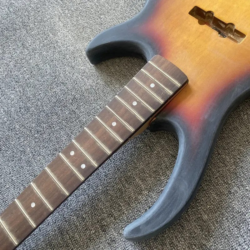 Basswood Sunburst 4 String Bass Body with Maple Neck, Rosewood Fingerb