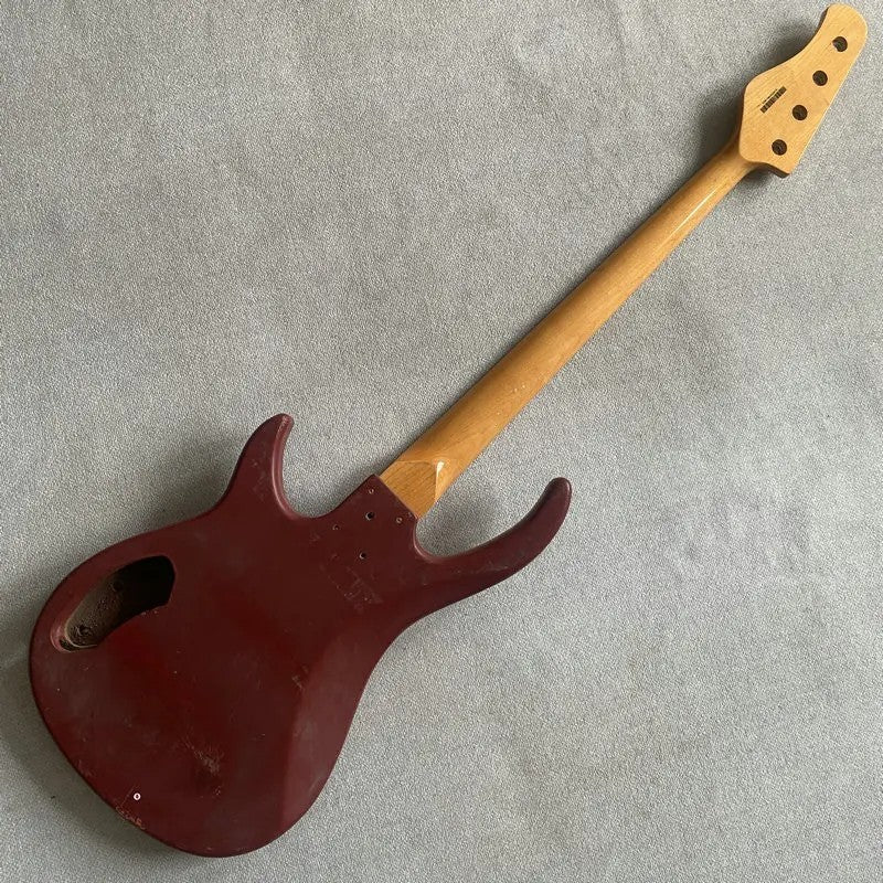 Red Basswood 4 String Bass Body with Maple Neck, Rosewood Fingerboard