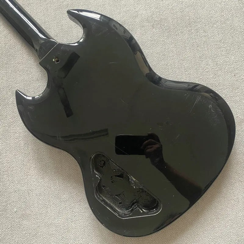 Glossy Black Basswood Guitar Body with Maple Neck, Rosewood Fingerboar