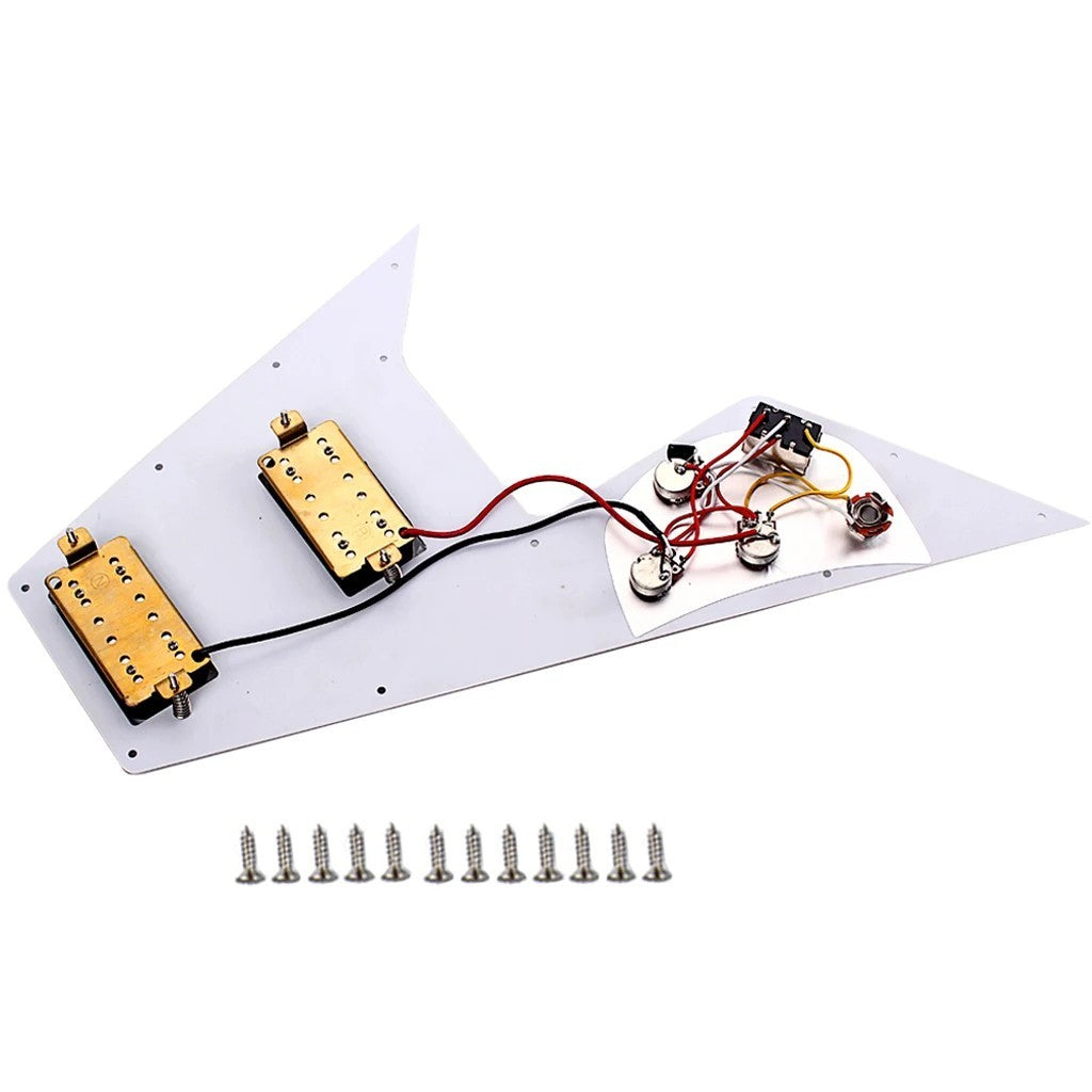 White HH Guitar Prewired Loaded Pickguard Fit Flying V Guitars