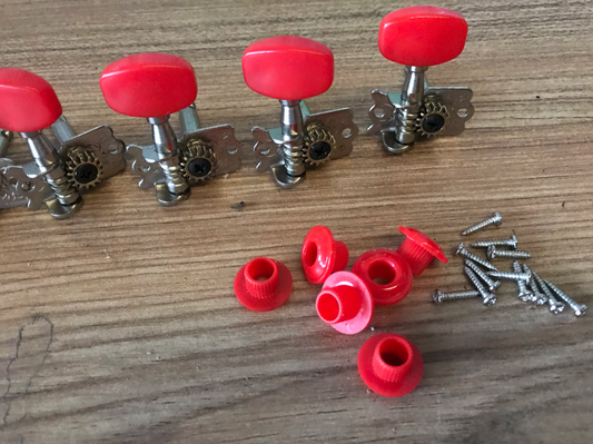 6R Guitar Tuning Pegs Open Gear Machine Heads Pegs with Red Buttons