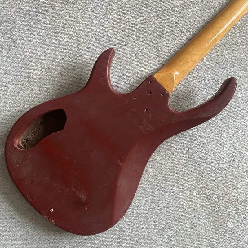 Red Basswood 4 String Bass Body with Maple Neck, Rosewood Fingerboard