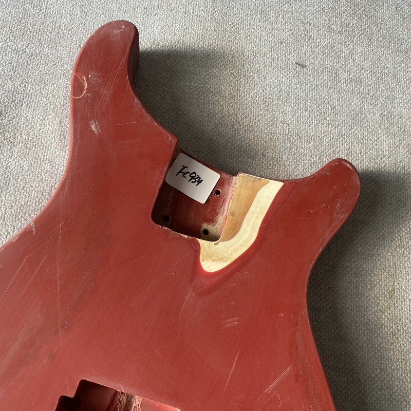 Double Cutaway Red Guitar Body, Single Humbucker Pickup Route