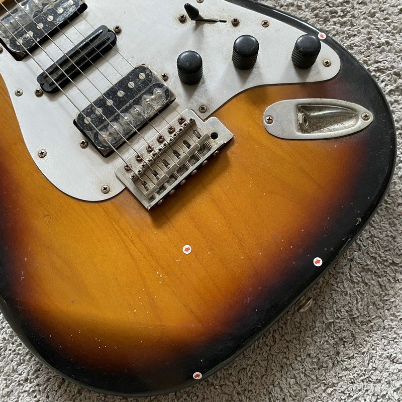 J&D Sunburst HSS Electric Guitar, Solid Basswood Body, Maple Neck, 22