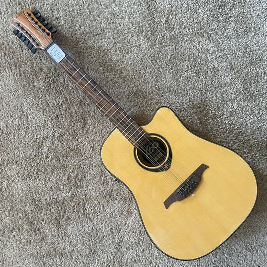 LAG 12 String Acoustic Electric Guitar, Mahogany Spruce Body, Rosewood