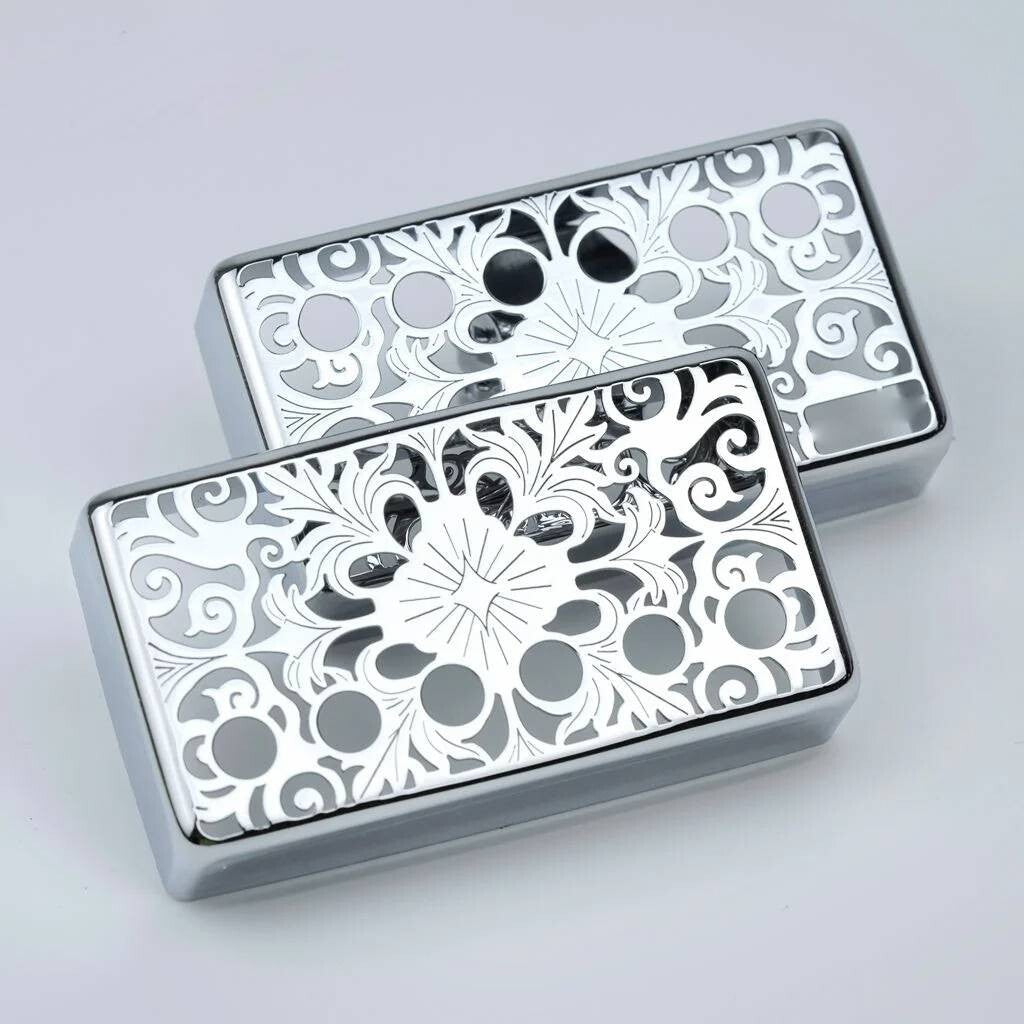 Chrome Vintage Hollowed Guitar Humbucker Pickup Covers Fit Epiphone Le