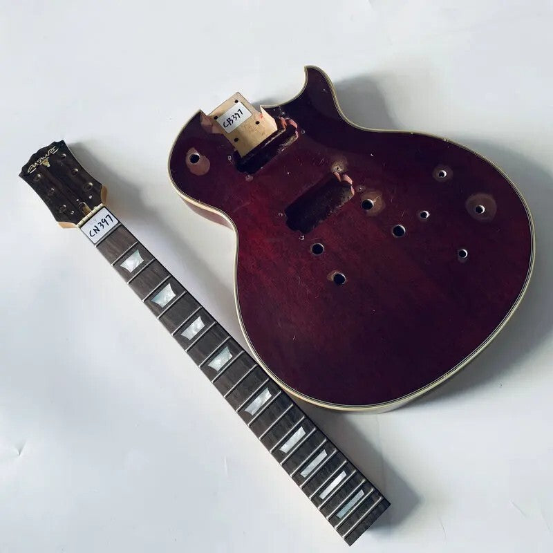 Red DIY Project Guitar Mahogany Body with Maple Neck, Rosewood Fingerb