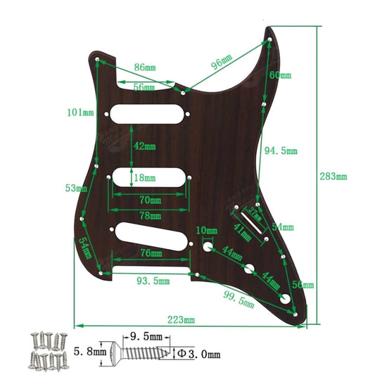 SSS Rosewood Guitar Pickguard Scratch Plate Fit Stratocaster Strat