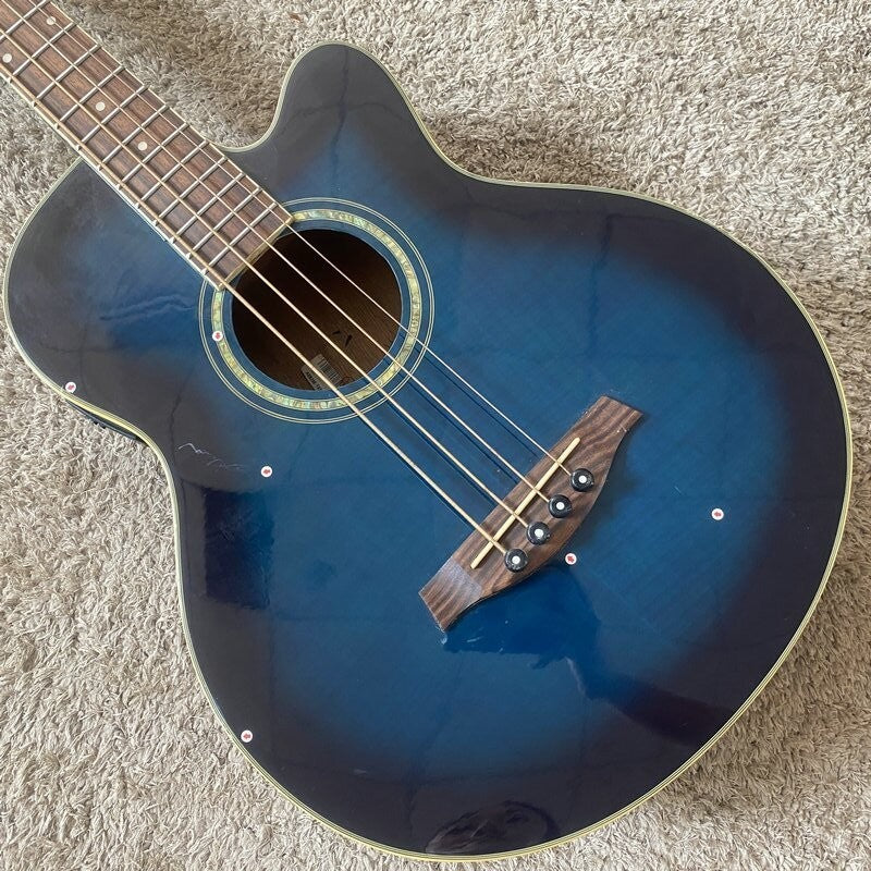Ibanez Blue 4 String Acoustic Electric Bass, Spruce Top Body, Mahogany