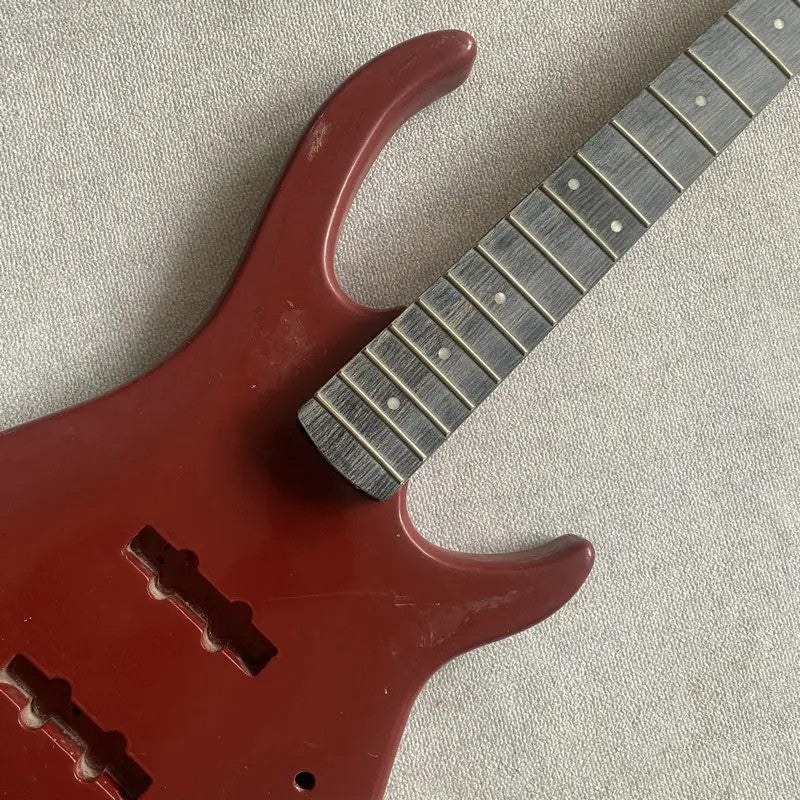 Red Basswood 4 String Bass Body with Maple Neck, Rosewood Fingerboard