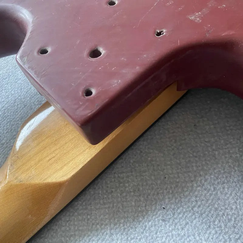 Red Basswood 4 String Bass Body with Maple Neck, Rosewood Fingerboard
