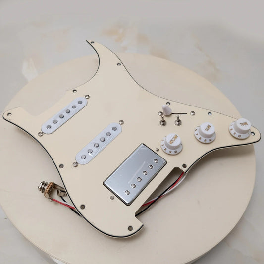 HSS Cream Guitar Loaded Prewired Pickguard Plate, Alnico Pickups Fit S