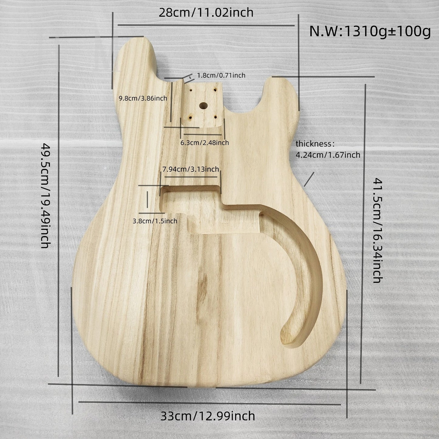 4 String Bass Unfinished Poplar Wood Body Fit Precision P Bass