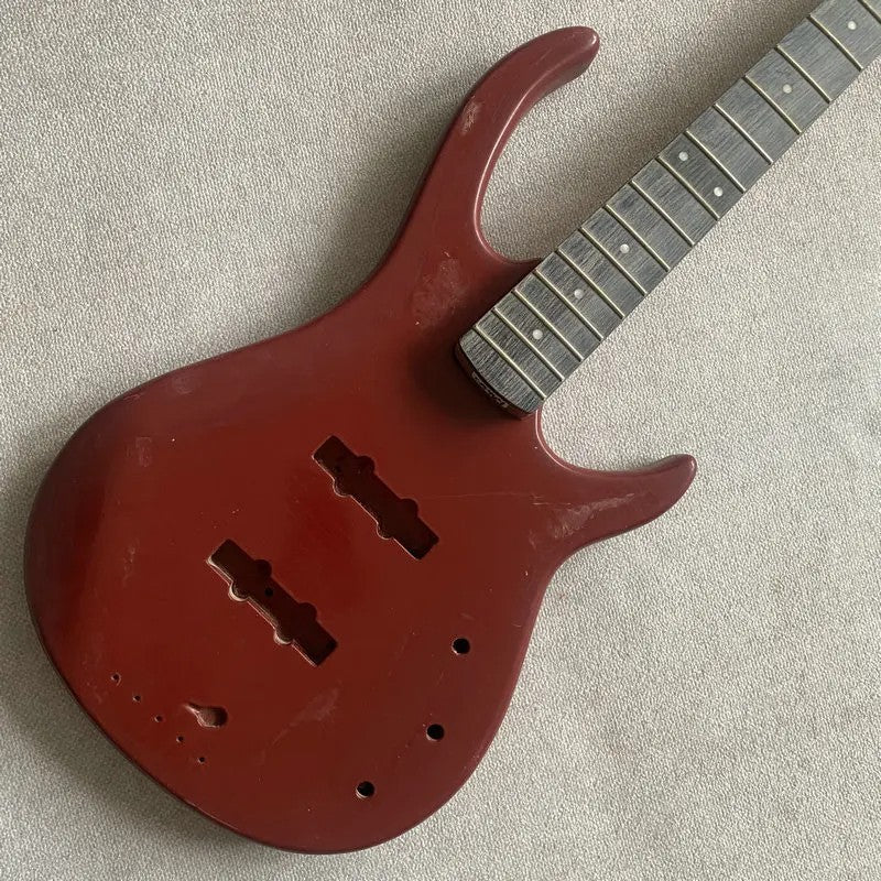 Red Basswood 4 String Bass Body with Maple Neck, Rosewood Fingerboard