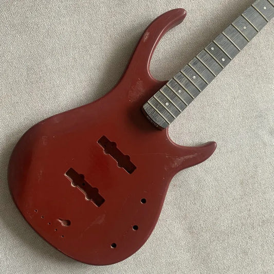 Red Basswood 4 String Bass Body with Maple Neck, Rosewood Fingerboard
