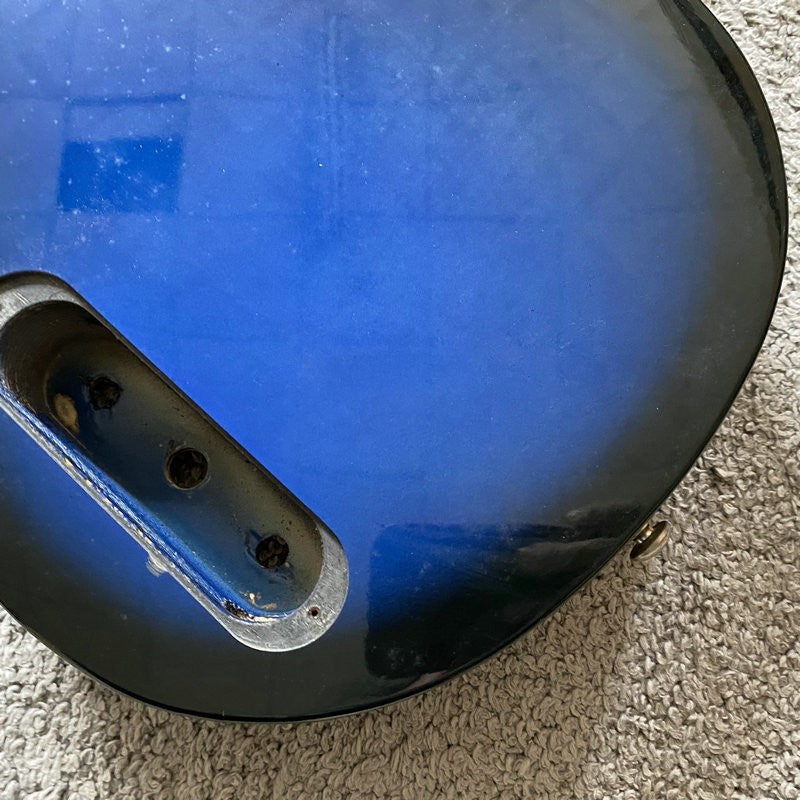 J&D Blue Mini Guitar, Solid Basswood Body, Maple Neck Fit LP Les Paul