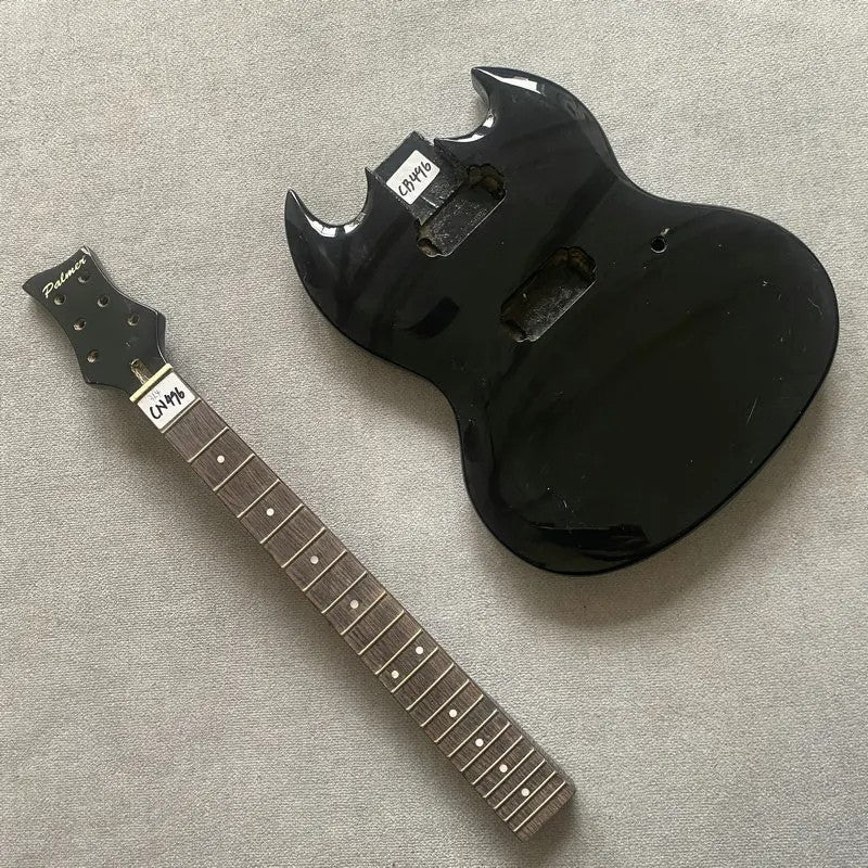 Glossy Black Basswood Guitar Body with Maple Neck, Rosewood Fingerboar