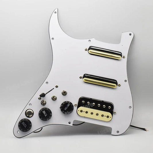 White Lefty Guitar HSS Loaded Prewired Pickguard, Multi Switch Tones F