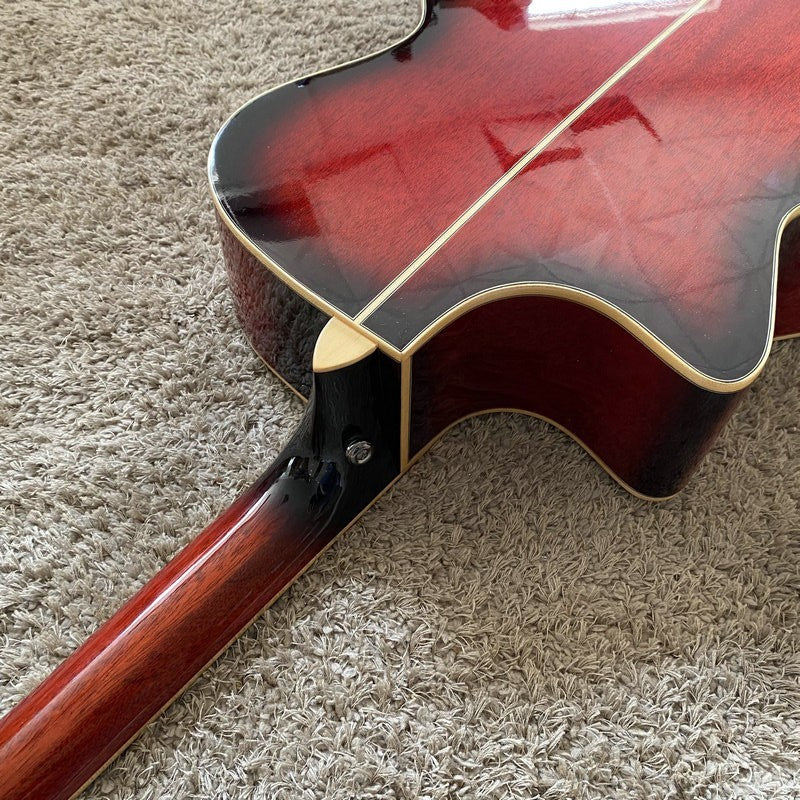 Red Burst 40 Inch Acoustic Guitar 40 Inch, Spruce Top Body, Mahogany N