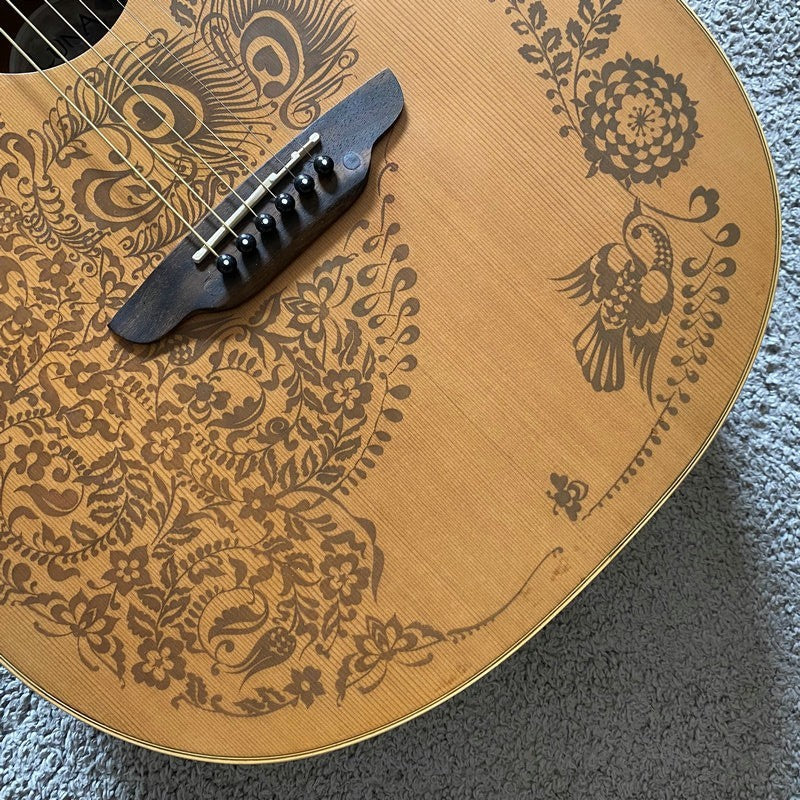 Luna Acoustic Electric Guitar, Pine Wood Top Body, Mahogany Neck